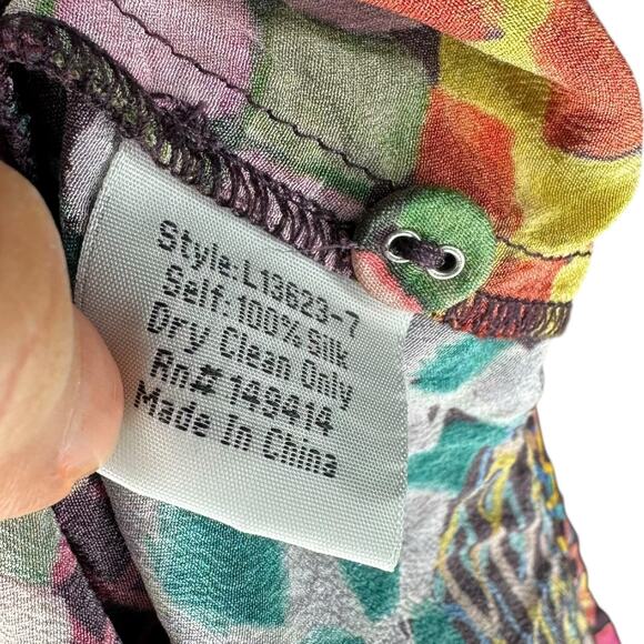 JOHNNY WAS Isadora Waves Long Sleeve Silk Patchwork Button Down Blouse Women's - Picture 5 of 7